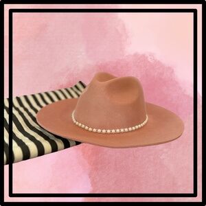 Lele Sadoughi Wool Fedora with Pearl Detail